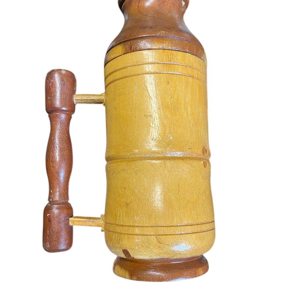 Vintage Handcrafted Wooden Beer Mug Tankard With Handle. Collectable.
